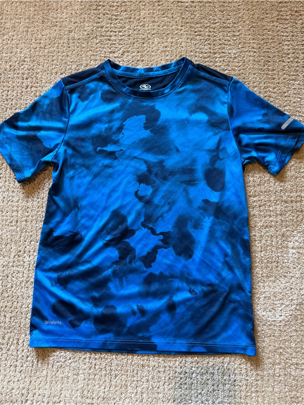 Athletic Works Blue Tie-Die Pattern Short Sleeve Tee Size (10-12)